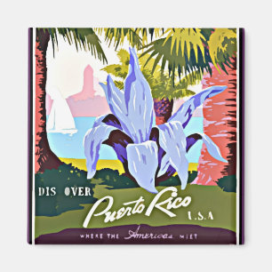 Discover Puerto Rico, vintage design Magnet