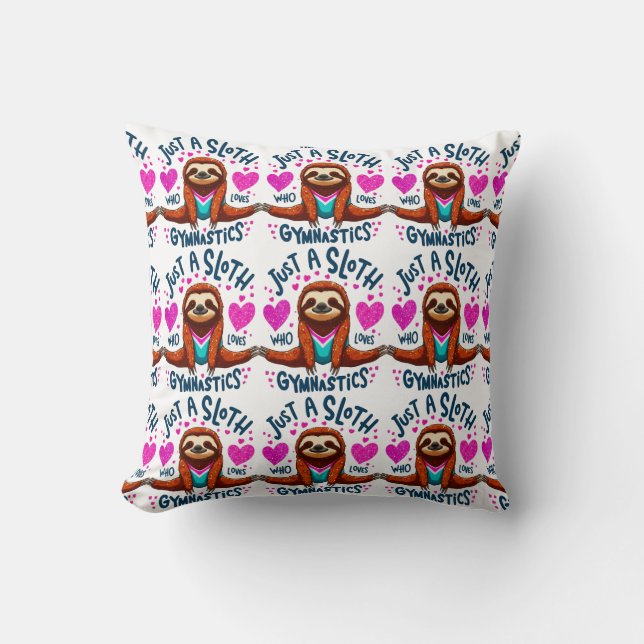 Discover Sloth's Gymnastics Journy &  Fitness Love Cushion (Front)