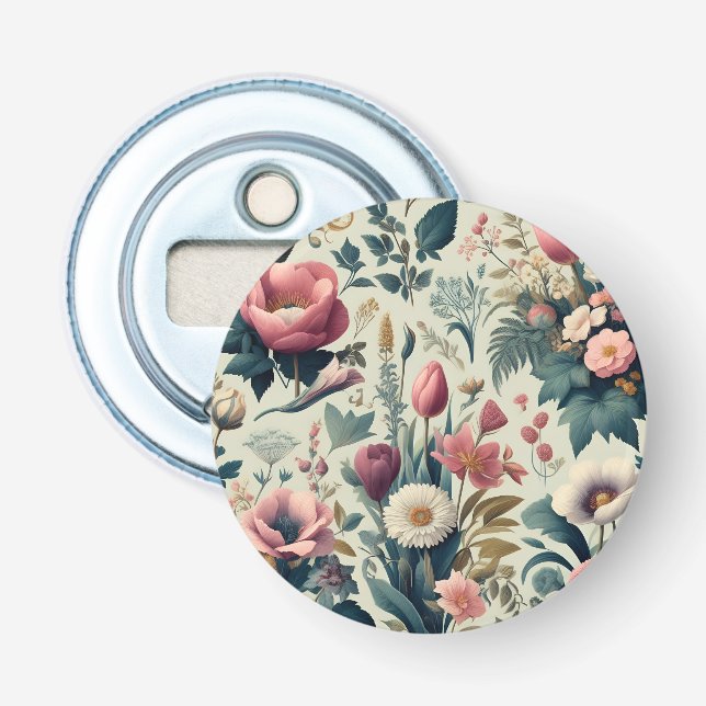 Discover Stunning Spring Floral Botanical Pattern Bottle Opener (Front)