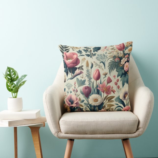 Discover Stunning Spring Floral Botanical Pattern Cushion (Chair)