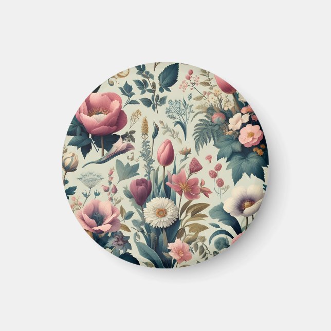 Discover Stunning Spring Floral Botanical Pattern Magnet (Front)