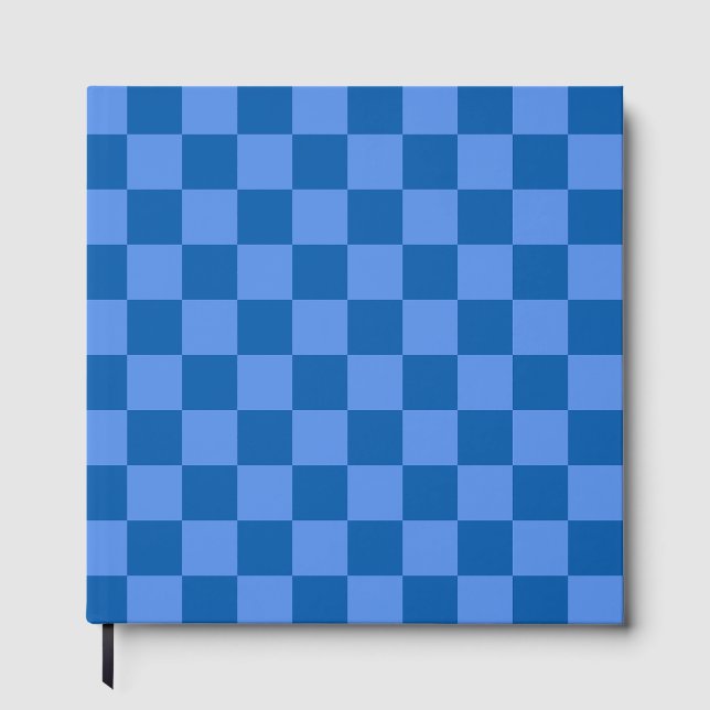 Discover the Allure of Blue Chequerboard Pattern Guest Book (Front)