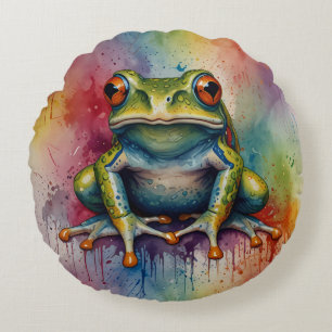 Discover the captivating beautiful frog round cushion