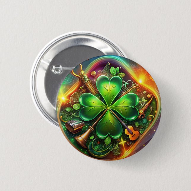 Discover the Perfect Harmony of Shamrock, Musical  6 Cm Round Badge (Front & Back)