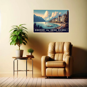 Discover The Swiss Riviera Vintage Travel Poster