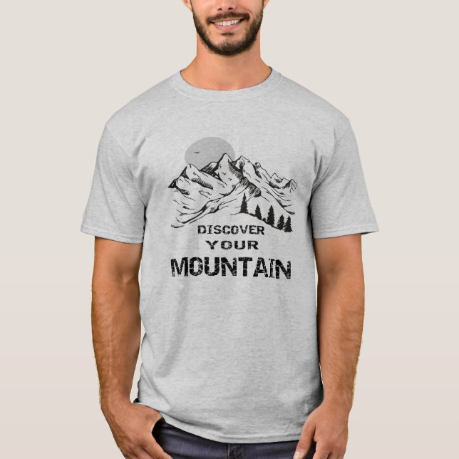 Discover Your Mountain Adventure Biking and Skiing T-Shirt (Front)