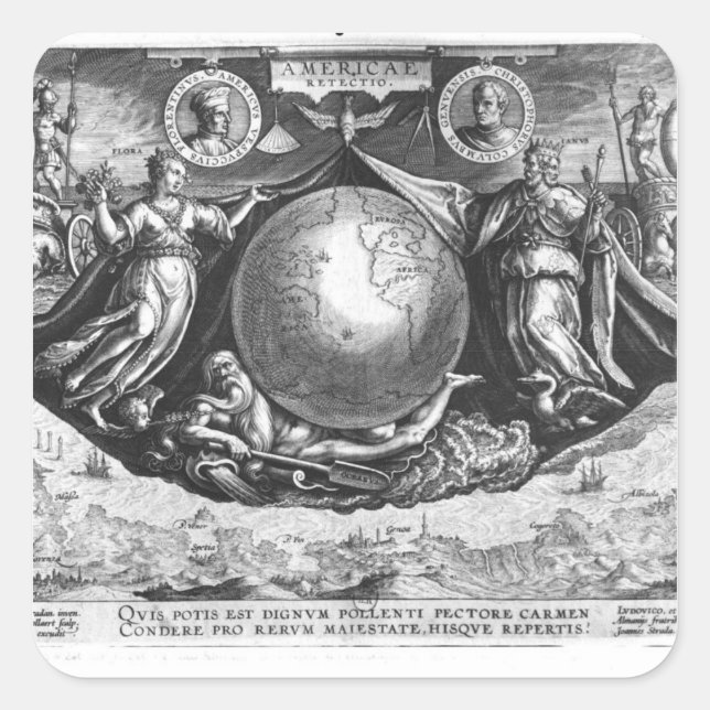 Discovery of America Square Sticker (Front)