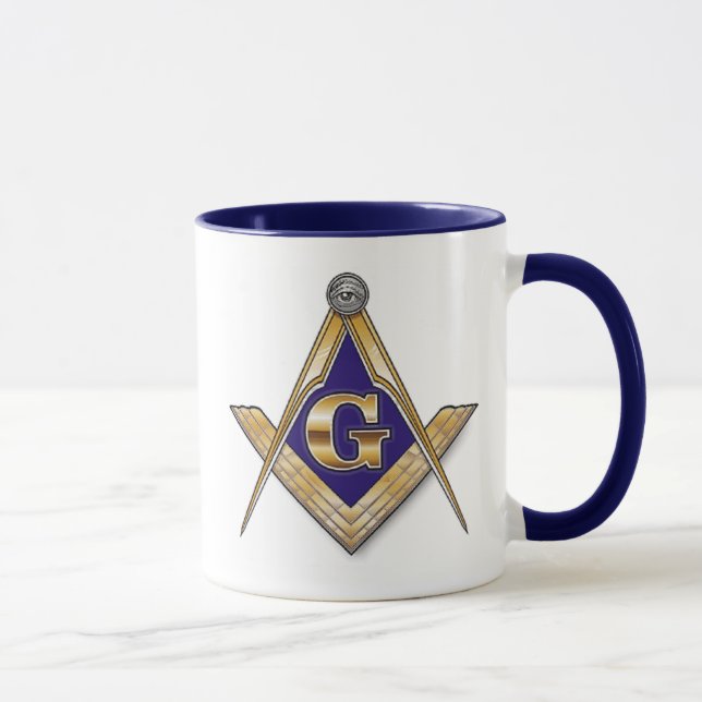 Discreet Blue Square & Compasses Mug (Right)