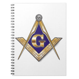 Discreet Blue Square & Compasses Spiral Notebook
