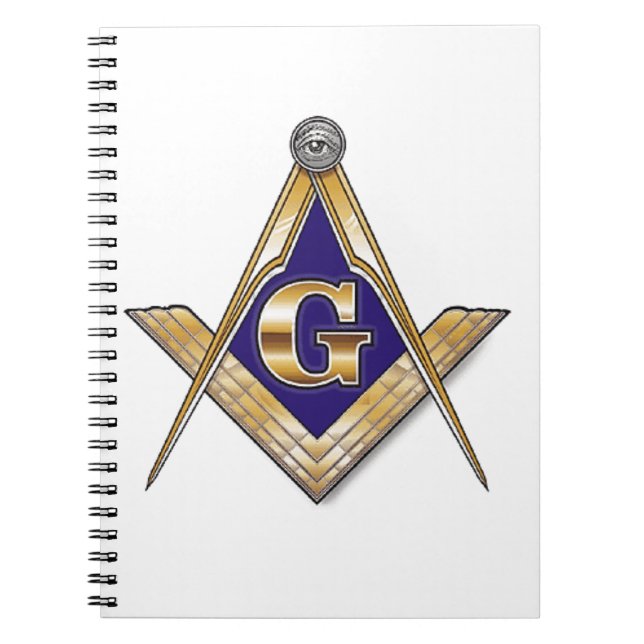 Discreet Blue Square & Compasses Spiral Notebook (Front)