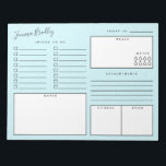 Discreet White Dots Blue Daily Organiser Notepad<br><div class="desc">Notepad in blue with a discreet dot pattern,  with a to do list,  room to jot down notes,  appointments,  your daily mood and exercising,  your meals and intake of water. Add your name too!</div>