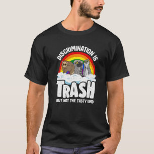 Discrimination Is Trash Gay Pride Raccoon Opossum T-Shirt