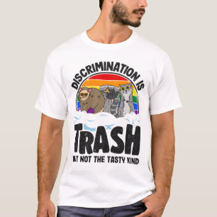 Discrimination Is Trash Gay Pride Racoon Opossum T-Shirt