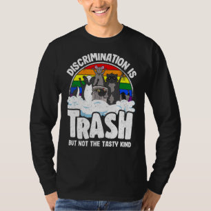 Discrimination Is Trash Gay Pride Racoon Opossum  T-Shirt