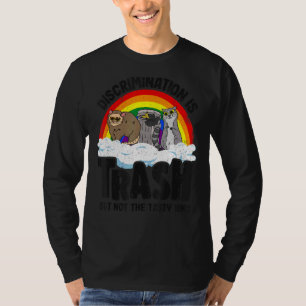 Discrimination Is Trash Gay Pride Racoon Opossum  T-Shirt