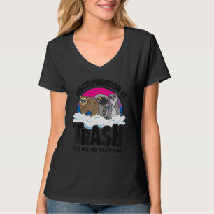 Discrimination Is Trash Opossum Racoon Bisexual B T-Shirt