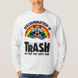 Discrimination Is Trash Racoon Rainbow Flag Gay P T-Shirt