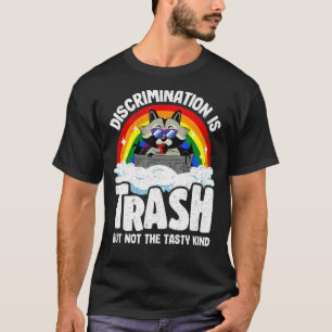 Discrimination Is Trash Racoon Rainbow Flag Gay P T-Shirt