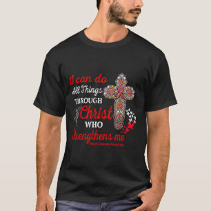 Disease Awareness Heart Disease Warrior Christ  T-Shirt