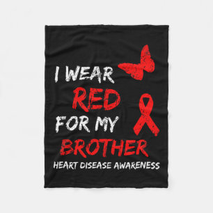 Disease Awareness I Wear Red For My Brother Ribbon Fleece Blanket