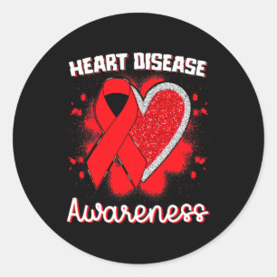 Disease Awareness I Wear Red To Fight Heart Diseas Classic Round Sticker