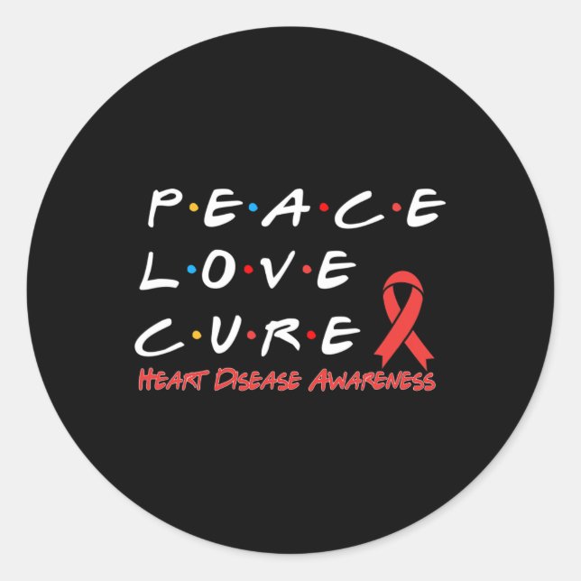 Disease Awareness Peace Love Cure  Classic Round Sticker (Front)