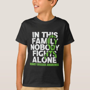 Disease Awareness Ribbon Family Nobody Fight Alone T-Shirt