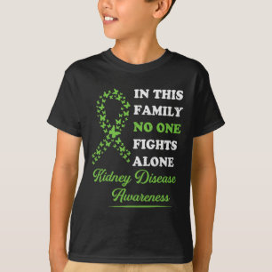 Disease Awareness Ribbon Family Nobody Fight Alone T-Shirt