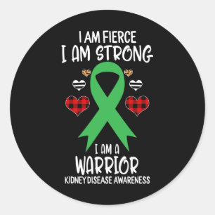 Disease Awareness Ribbon I Am Fierce Strong Warrio Classic Round Sticker