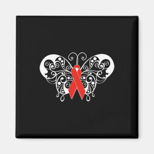 Disease Awareness T Shirt Red Ribbon Butterfly Magnet