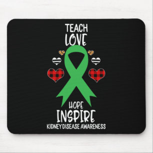 Disease Awareness Teach Ribbon Love Hope Inspire  Mouse Pad
