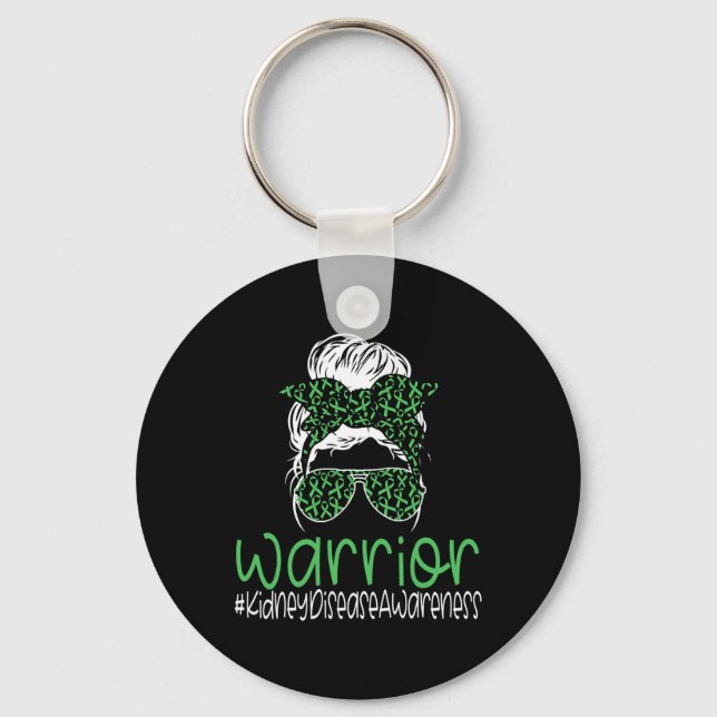 Disease Awareness Transplant Green Ribbon Messy Bu Key Ring (Front)