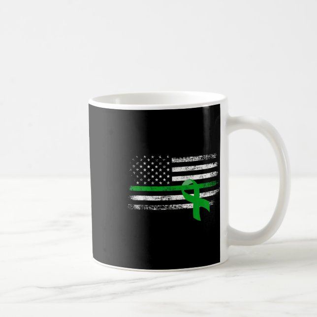 Disease Awareness Us Flag Support Squad Green Ribb Coffee Mug (Right)