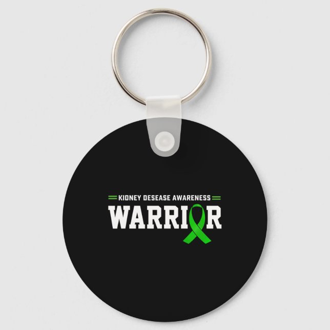 Disease Awareness Warrior Support Month Green Ribb Key Ring (Front)