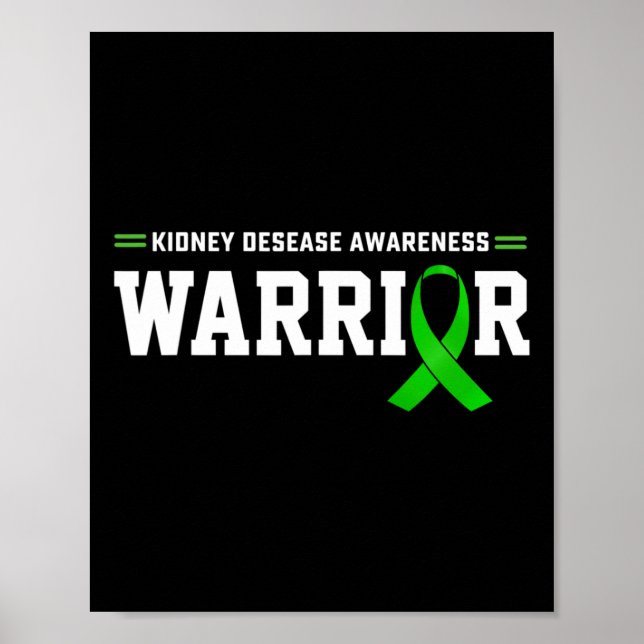 Disease Awareness Warrior Support Month Green Ribb Poster (Front)
