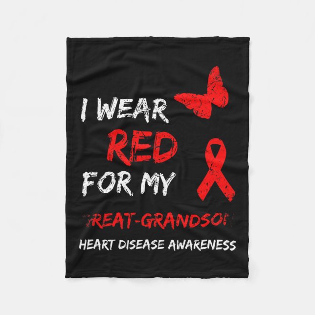 Disease I Wear Red For My Great-grandson Ribbon  Fleece Blanket (Front)