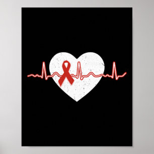 Disease Month Outfits Red Day Heart Ribbon Poster