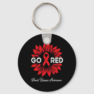 Disease Sunflower Go Red Heart Disease Awareness Key Ring