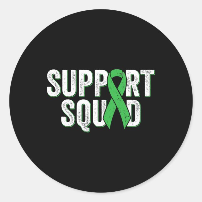 Disease Support Squad - Green Awareness Ribbon  Classic Round Sticker (Front)
