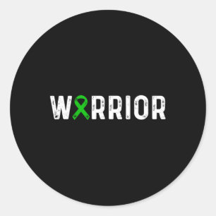 Disease Warrior Awareness Green Ribbon Classic Round Sticker