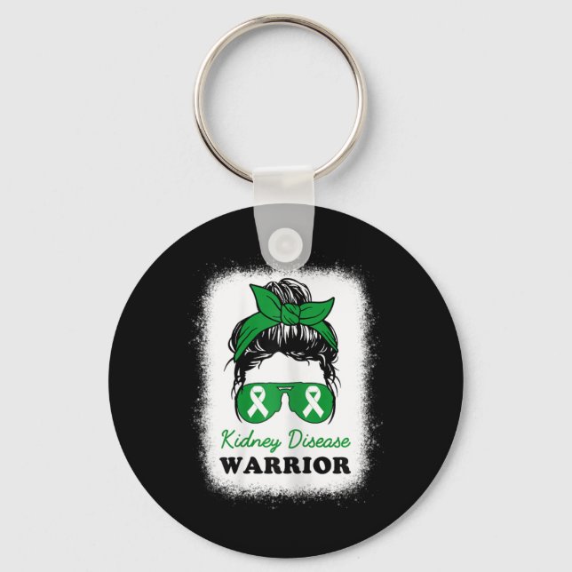 Disease Warrior Kidney Disease Awareness Messy Bun Key Ring (Front)