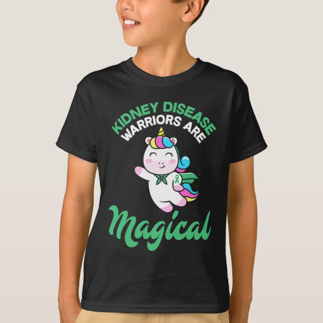 Disease Warrior Magical Unicorn Kidney Awareness  T-Shirt (Front)