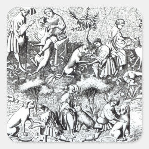 Diseases of dogs and their cure, after a miniature square sticker