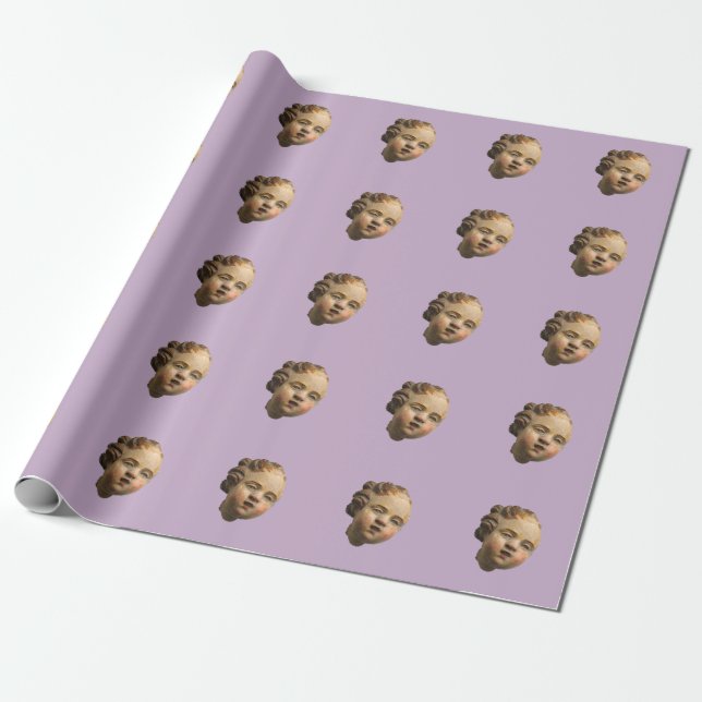 Disembodied Cherub Head Wrapping Paper (Unrolled)
