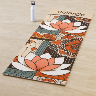 Diseño retro de flores de Lotus Yoga Mat