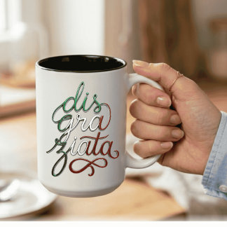 Disgraziata 3D Italian Script Two-Tone Coffee Mug