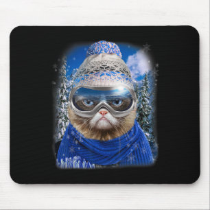 Disgruntle Cat In Winter Ski Snowboarding Sport We Mouse Pad