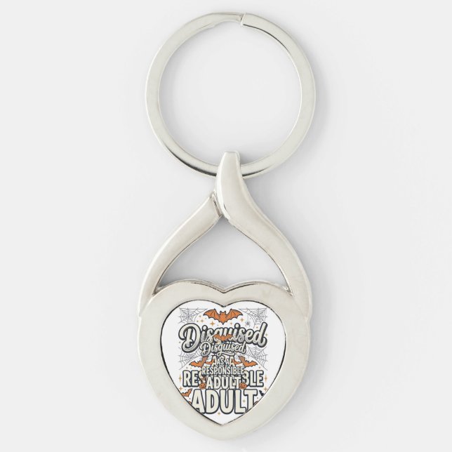 Disguised as a Responsible Adult Halloween Vector  Key Ring (Front)