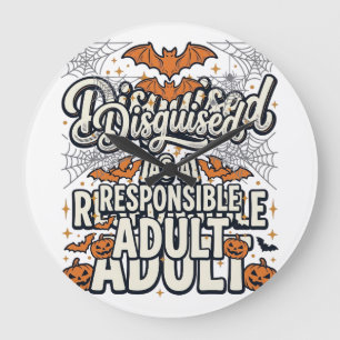 Disguised as a Responsible Adult Halloween Vector  Large Clock