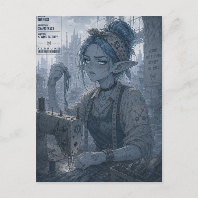 Disgust / Seamstress / Sewing Factory Postcard (Front)